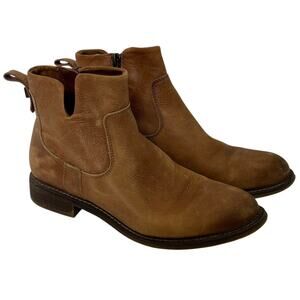 Franco Sarto Brown Leather Ankle Boots Side Zip Womens Size 8.5
